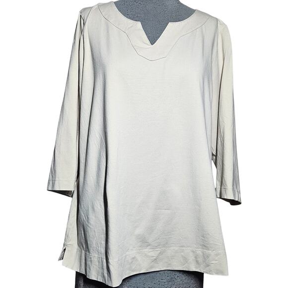 Cream Cotton Blend Tee Size Large - Picture 1 of 4